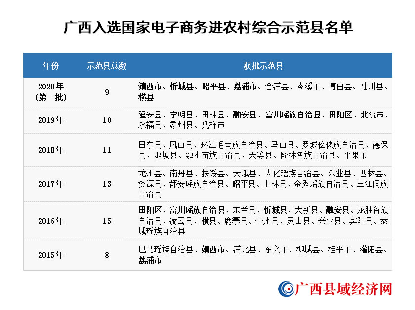 广西9县（市）入选2020年国家电子商务进农村综合示范县 总数达58个